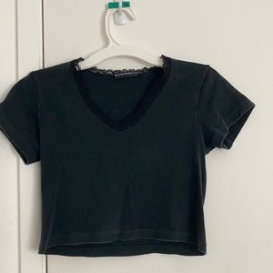 Brandy Melville lace collar black crop top